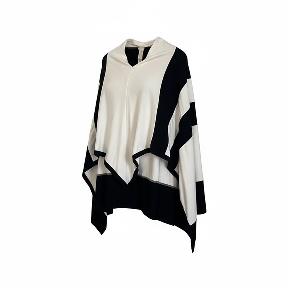 Chico's Elegant Black and White Poncho - Picture 4 of 5